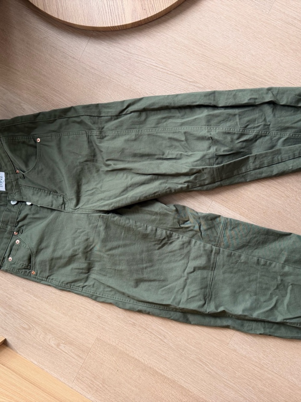 Parke Olive Green Barrel Pants